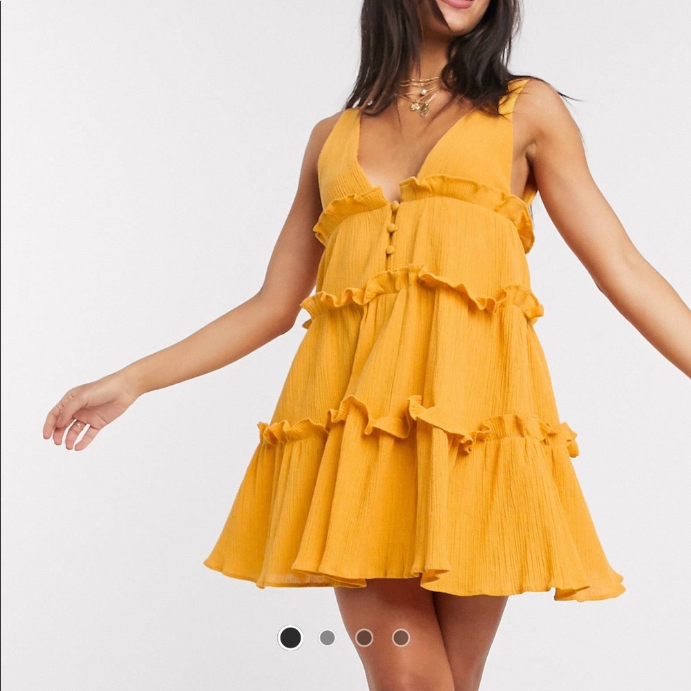 Button Front Tiered Mini Sundress
